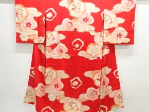 アンティーク　錦紗童女に鼓模様長襦袢